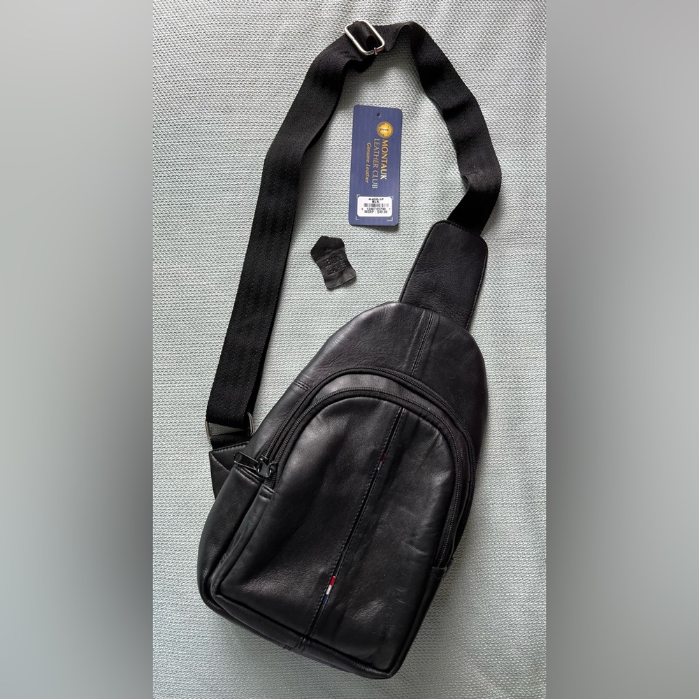 Montauk Leather Club Genuine Leather Sling Crossbody Bag